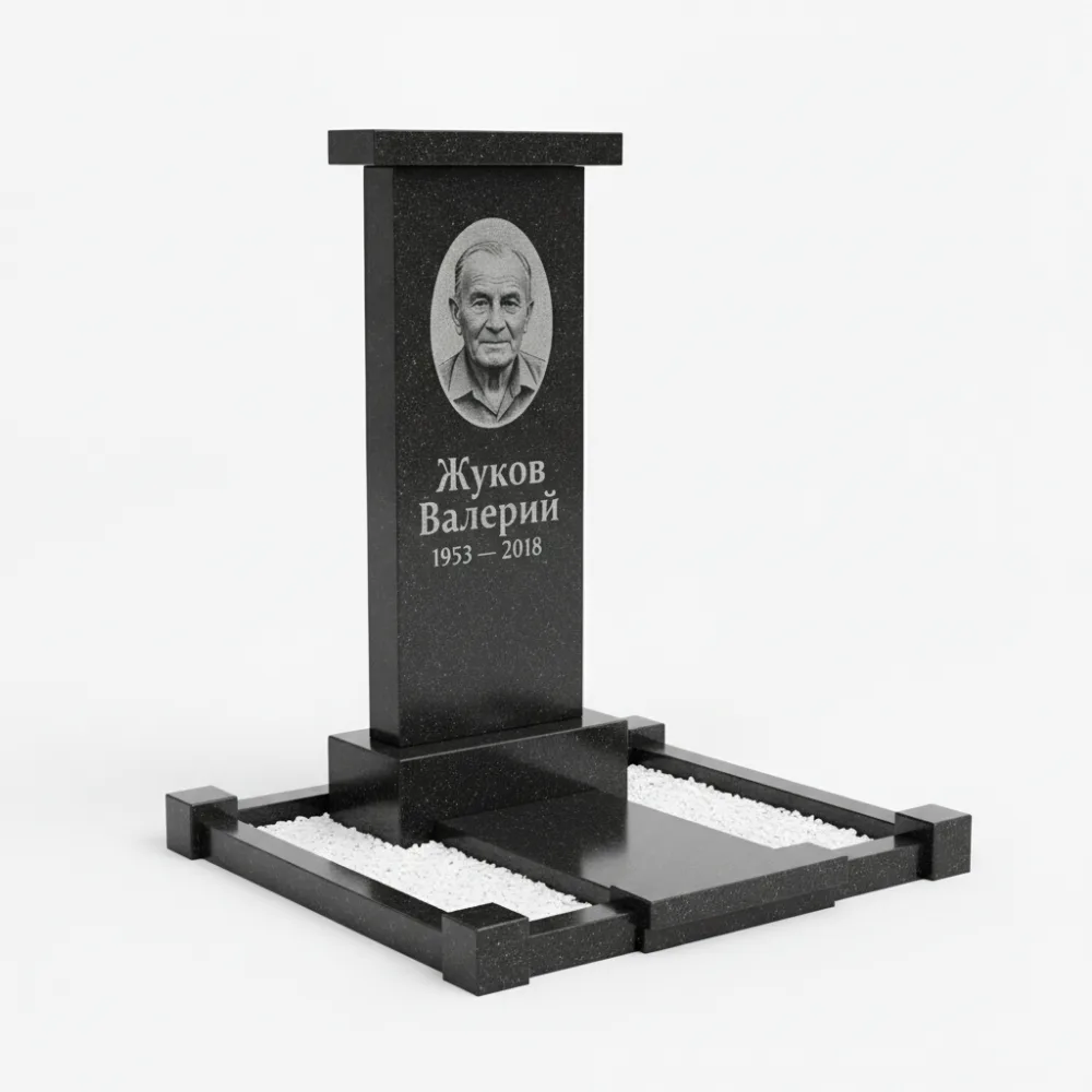 Памятник одиночный О-17 «Классика» — чёрный гранит, прямой верх