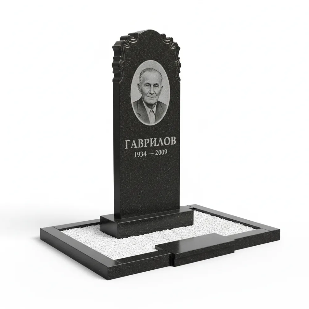 Памятник мемориальный комплекс К-13 «Мемориал» — чёрный гранит, фигурный резной верх